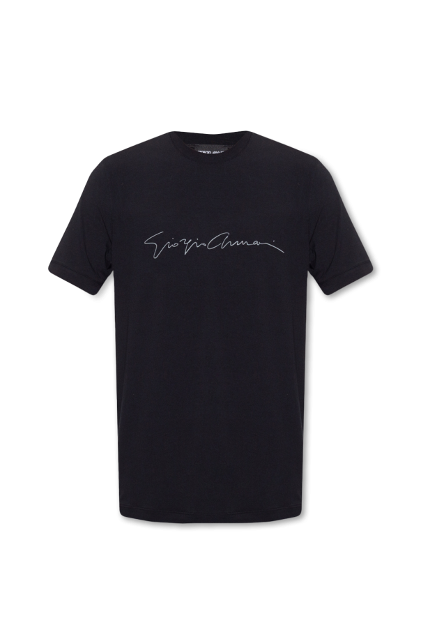 【ラスト1点】GIORGIOARMANI ロゴ Tシャツ クリスタル Supima jersey T-shirt with micro logo patch | Emporio Armani